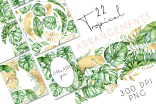 22 Tropical Arrangements Watercolor Jungle Clipart for Digital Designers