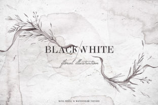 Black White Watercolor Floral Illustrations
