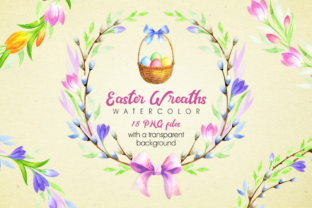 Easter Wreaths. Watercolor Clip Arts