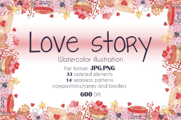 Love Story Watercolor Set: A Versatile Illustrations Asset for Creative Marketing