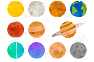 Planets Clipart Watercolor Solar System: A Versatile Illustration for Crafters