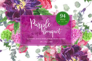 Purple Bouquet Watercolor Clipart and Illustrations