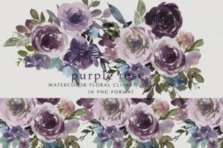 Purple Pink Watercolor Rose Clipart Set: A Versatile Illustration for Handmade Creations