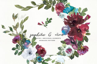 Sapphire Wine Watercolor Clipart Set for Creative Design Projects