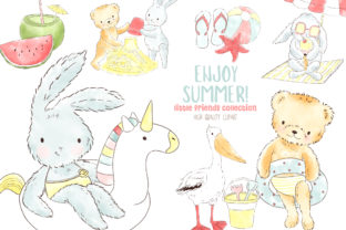 Summer Beach Animals Watercolor Clipart: A Versatile Illustration Asset for Content Creators