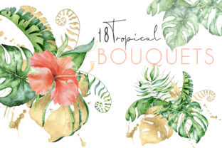 Tropical Bouquets Watercolor Jungle Clipart for Branding & Illustrations