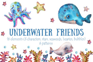 Underwater Friends Watercolor Illustrations for Polished Content