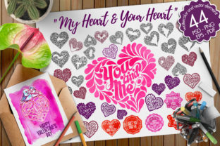 Watercolor and Vector of Heart Illustrations