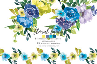 Watercolor Blue Lemon Soft Flowers Clip: A Versatile Illustration for Handmade Projects
