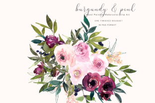 Watercolor Burgundy and Pink Flower Clip: A Versatile Illustration for Creative Projects