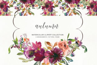 Watercolor Burgundy Flowers Clipart for Local Business Branding