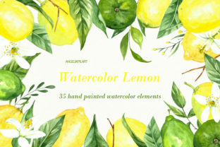 Watercolor Clipart Fresh Lemon Set and Illustrations