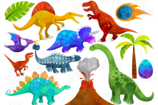Watercolor Dinosaurs Clipart for Creative Design Projects