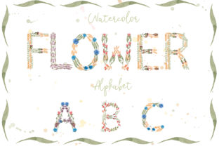 Watercolor Flowers Alphabet and Illustrations