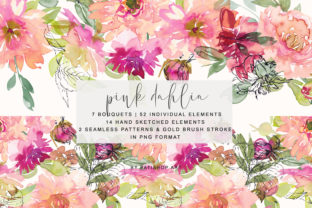Watercolor Pink Dahlia Clipart Set: A Delicate Boost for Local Business Branding