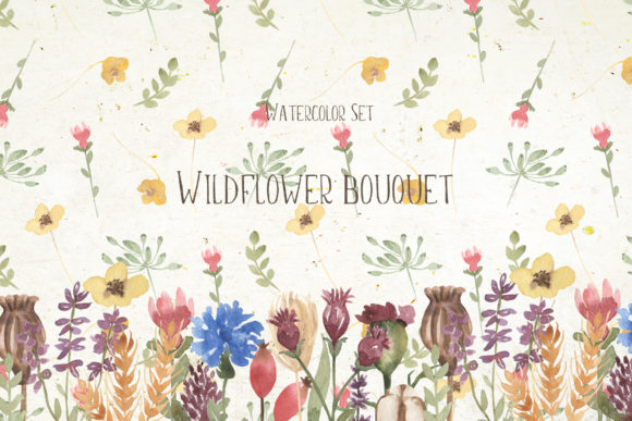 Watercolor Wildflower Bouquet Set Illustrations